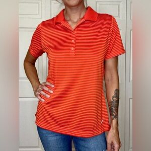Nike Dri-Fit  Orange Striped Golf Polo Shirt